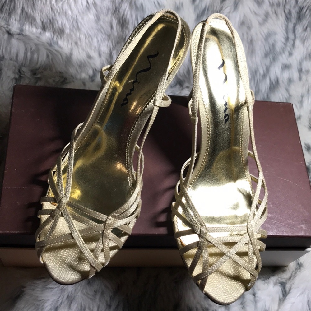 Nina Golden Sandals, size 10, excellent condition.
